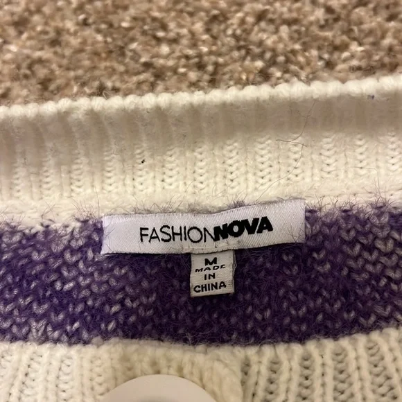 Fashion nova purple and white cardigan size M - Picture 3 of 3